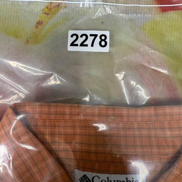 Columbia Mens Size L Orange Plaid Short Sleeve Button-Up Shirt - Picture 8 of 9